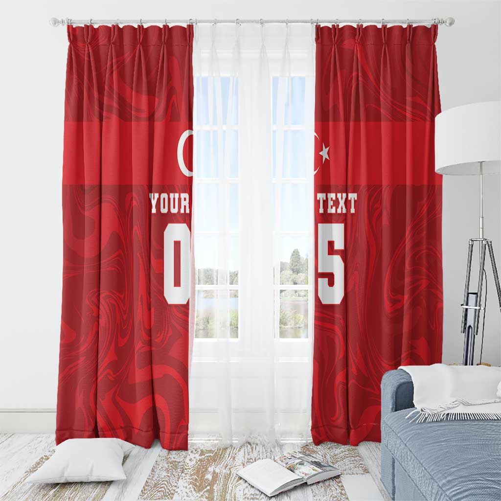 Custom Football 2026 Turkey Window Curtain Crescent-Stars Simple Style