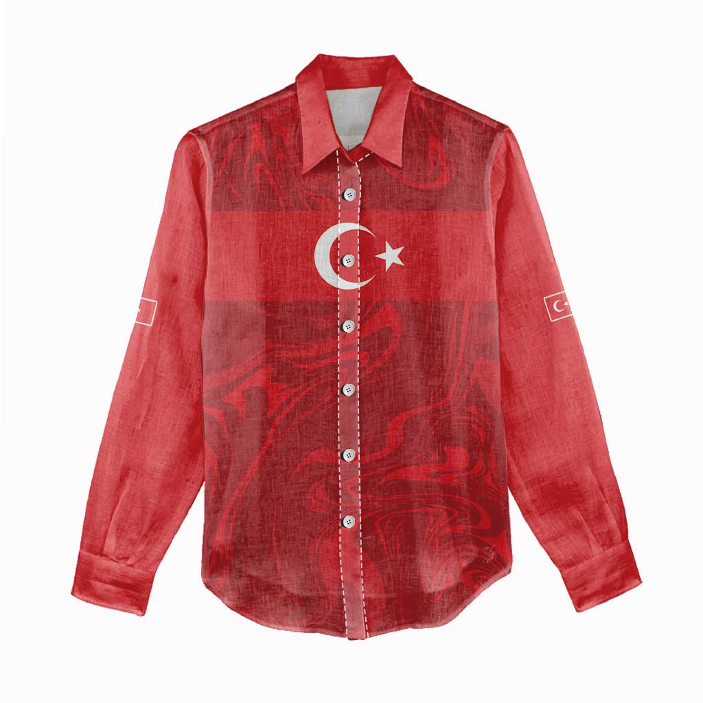 Custom Football 2026 Turkey Women Casual Shirt Crescent-Stars Simple Style