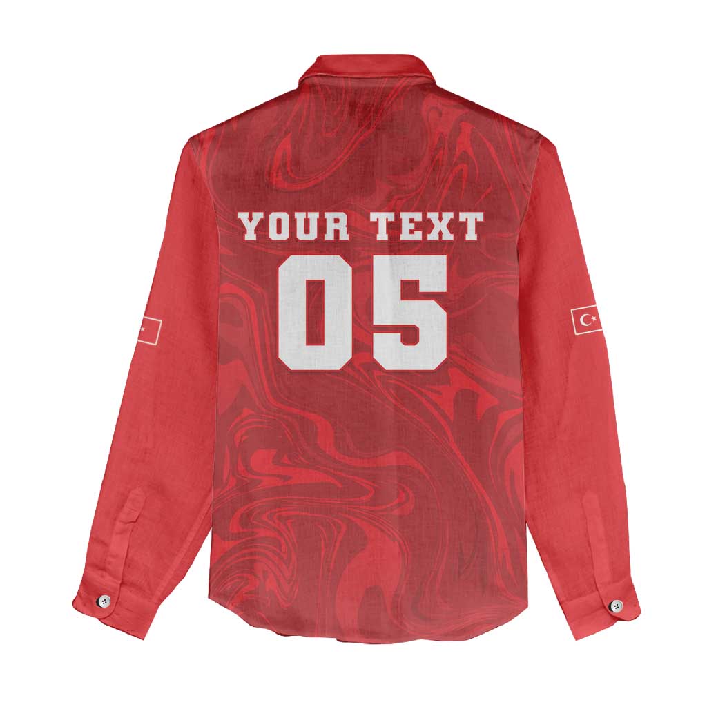 Custom Football 2026 Turkey Women Casual Shirt Crescent-Stars Simple Style
