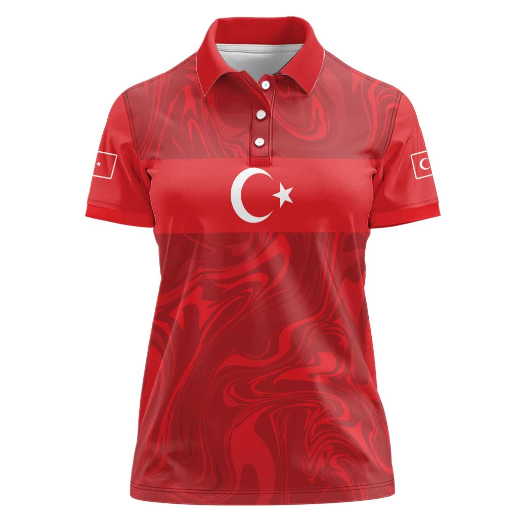 Custom Football 2026 Turkey Women Polo Shirt Crescent-Stars Simple Style
