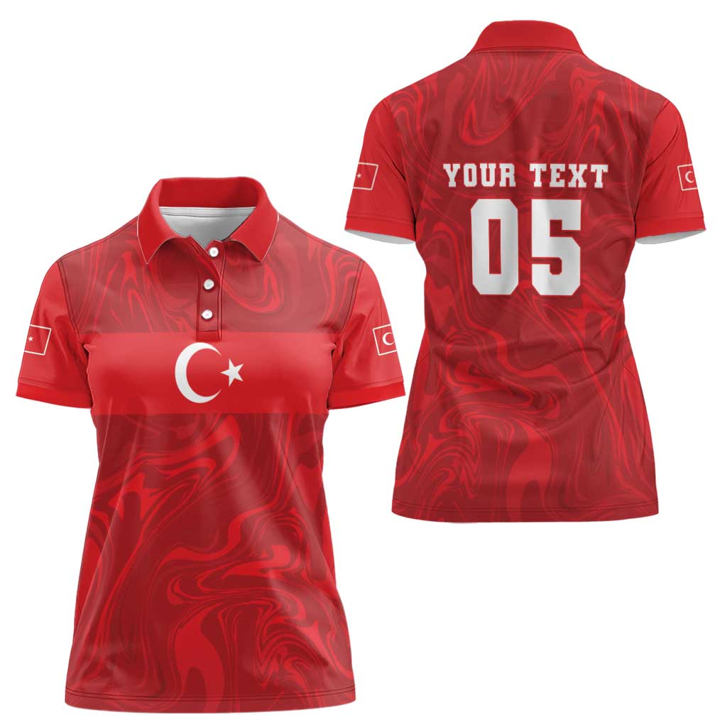 Custom Football 2026 Turkey Women Polo Shirt Crescent-Stars Simple Style