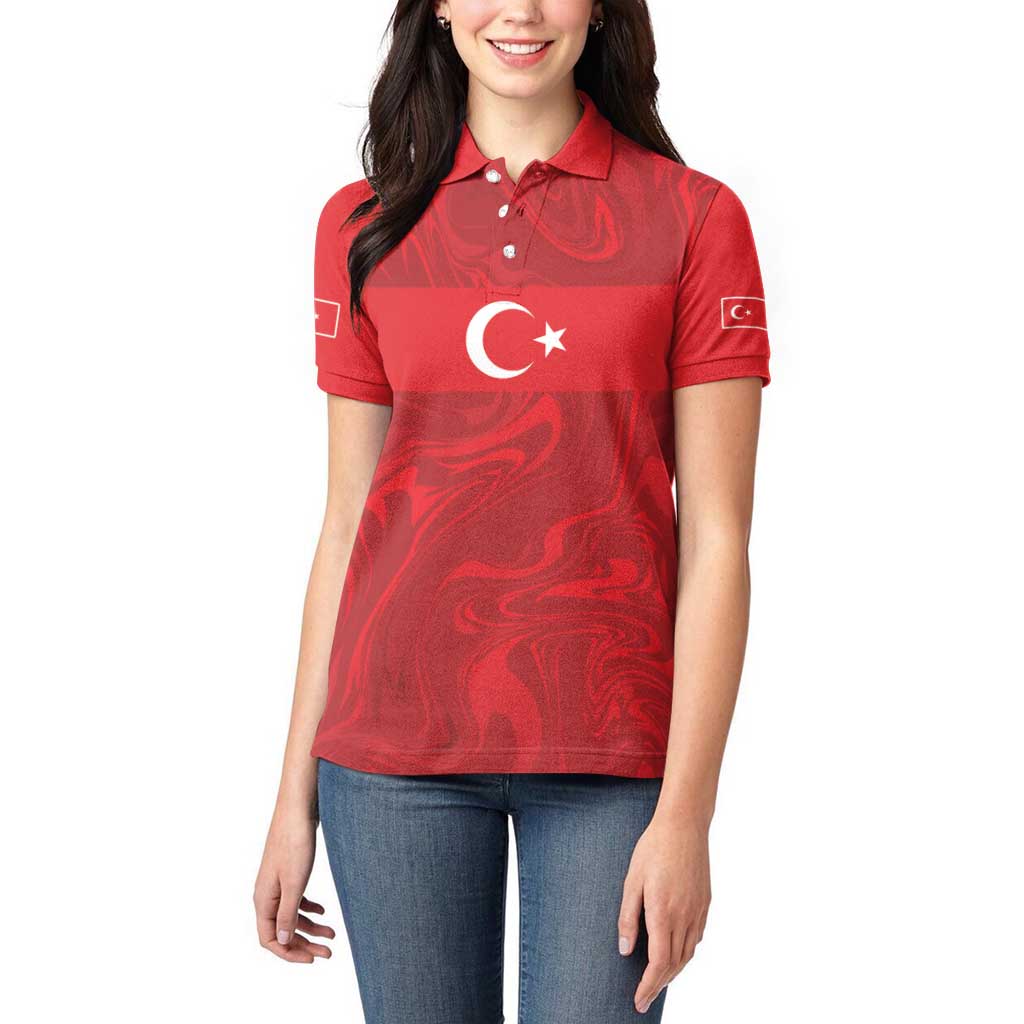 Custom Football 2026 Turkey Women Polo Shirt Crescent-Stars Simple Style