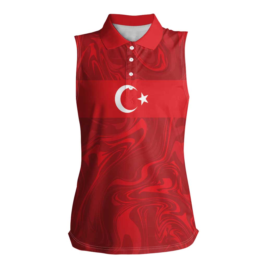 Custom Football 2026 Turkey Women Sleeveless Polo Shirt Crescent-Stars Simple Style