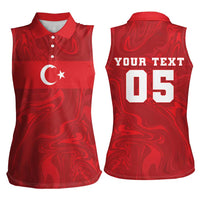 Custom Football 2026 Turkey Women Sleeveless Polo Shirt Crescent-Stars Simple Style