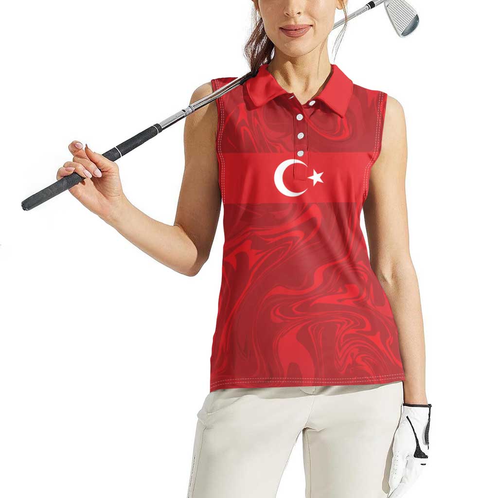 Custom Football 2026 Turkey Women Sleeveless Polo Shirt Crescent-Stars Simple Style