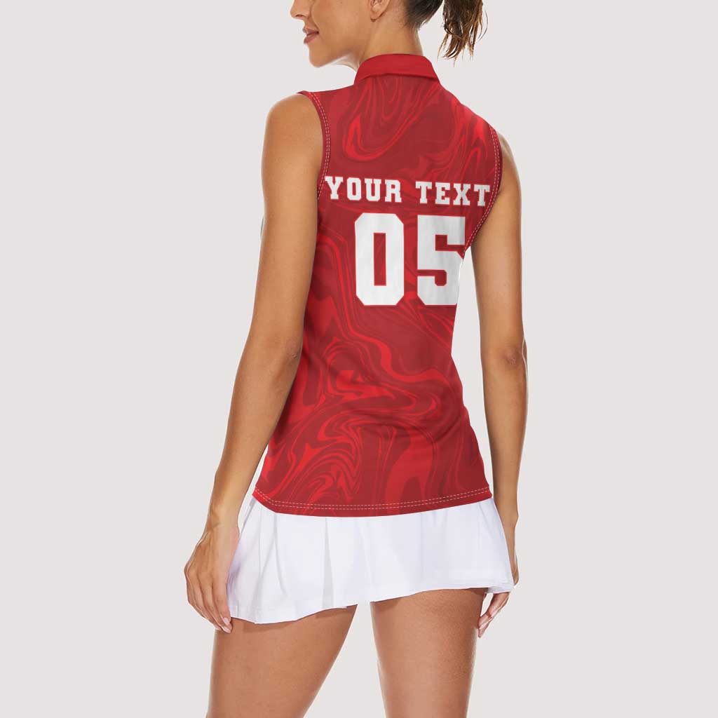 Custom Football 2026 Turkey Women Sleeveless Polo Shirt Crescent-Stars Simple Style