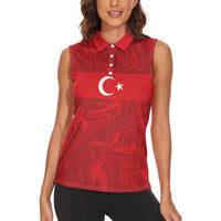 Custom Football 2026 Turkey Women Sleeveless Polo Shirt Crescent-Stars Simple Style