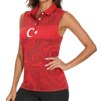 Custom Football 2026 Turkey Women Sleeveless Polo Shirt Crescent-Stars Simple Style