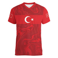 Custom Football 2026 Turkey Women V-Neck T-Shirt Crescent-Stars Simple Style