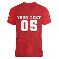 Custom Football 2026 Turkey Women V-Neck T-Shirt Crescent-Stars Simple Style