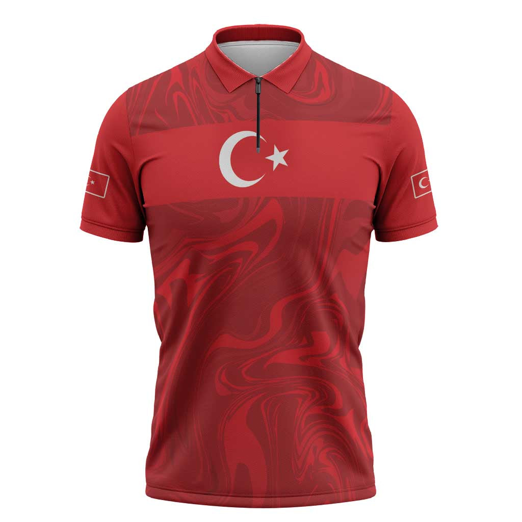 Custom Football 2026 Turkey Zipper Polo Shirt Crescent-Stars Simple Style