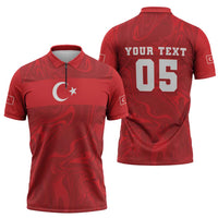 Custom Football 2026 Turkey Zipper Polo Shirt Crescent-Stars Simple Style