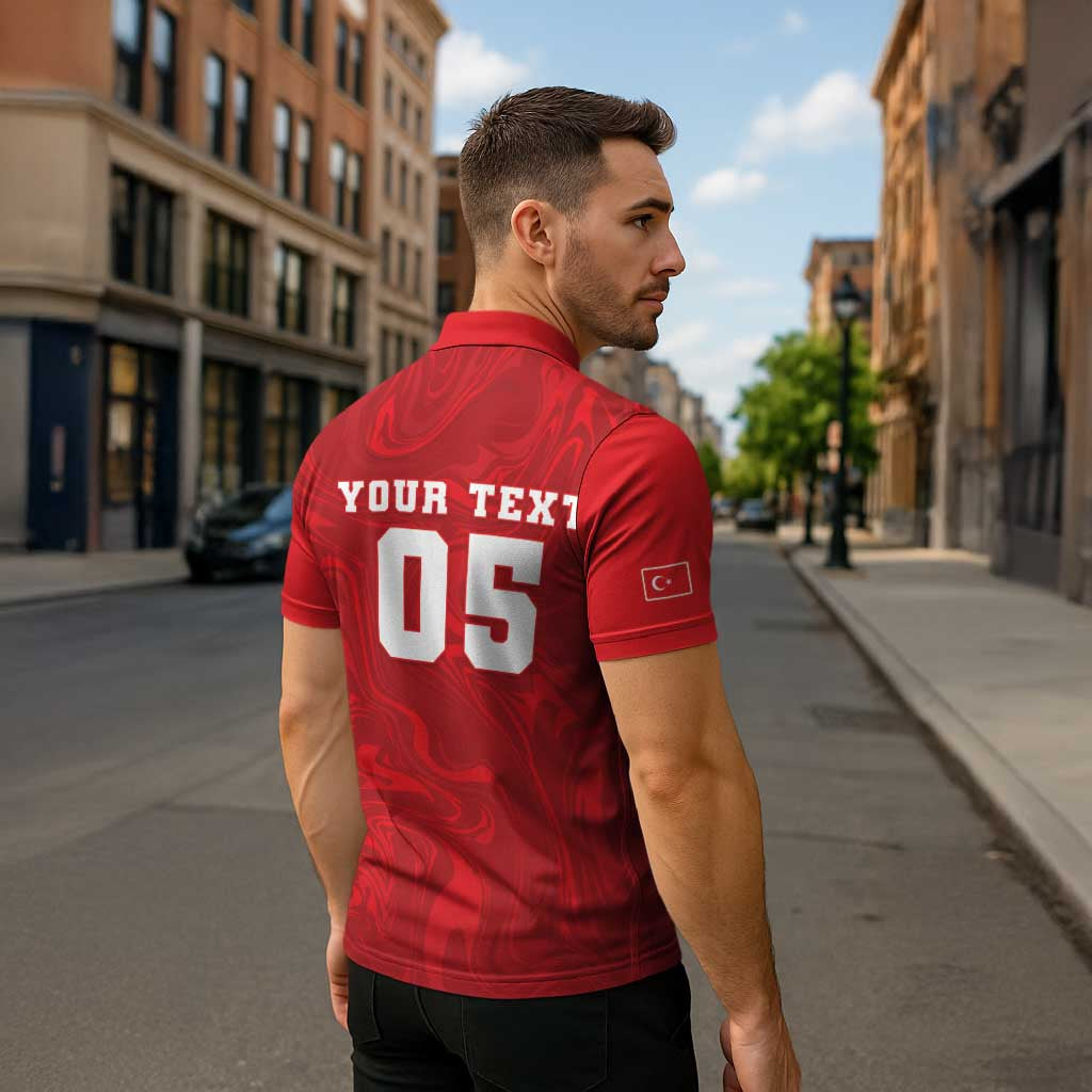 Custom Football 2026 Turkey Zipper Polo Shirt Crescent-Stars Simple Style