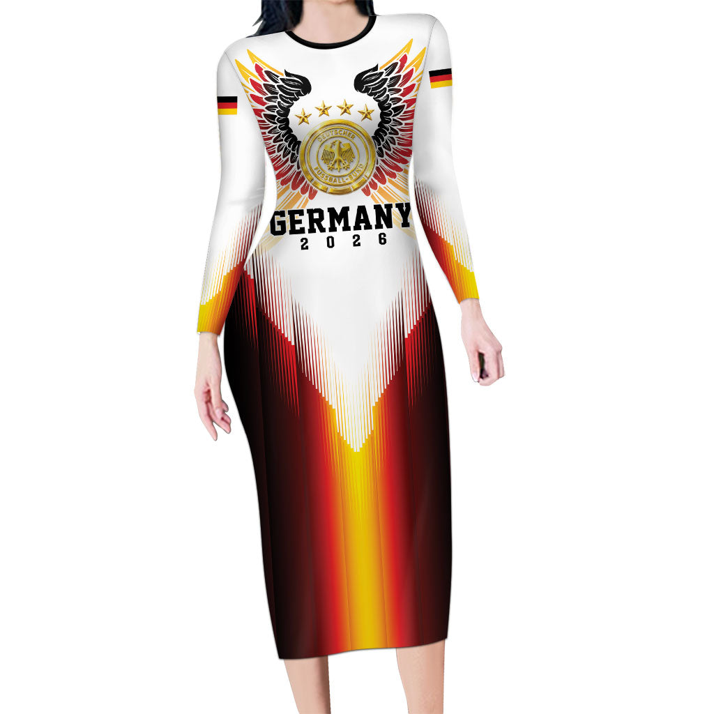 Custom Germany Football 2026 Long Sleeve Bodycon Dress Deutschland Eagle Wings Special Style