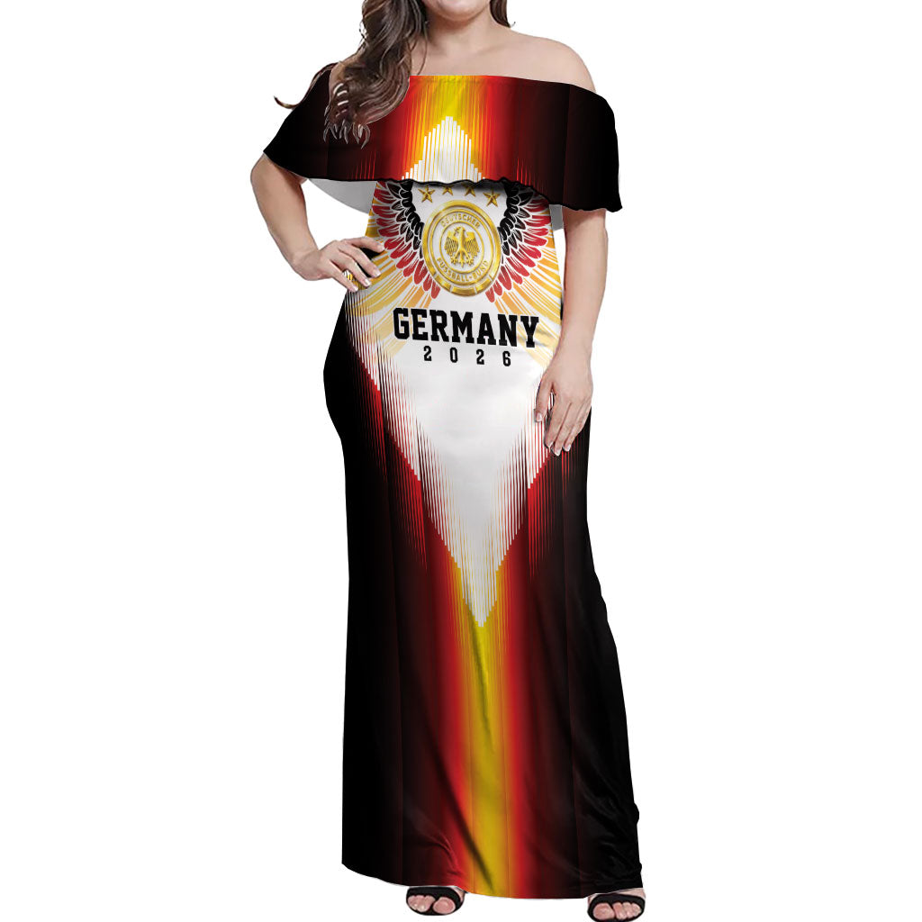 Custom Germany Football 2026 Off Shoulder Maxi Dress Deutschland Eagle Wings Special Style