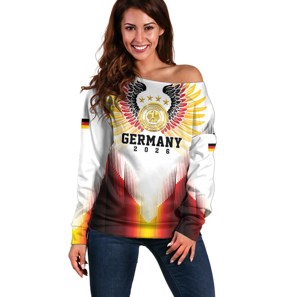 Custom Germany Football 2026 Off Shoulder Sweater Deutschland Eagle Wings Special Style