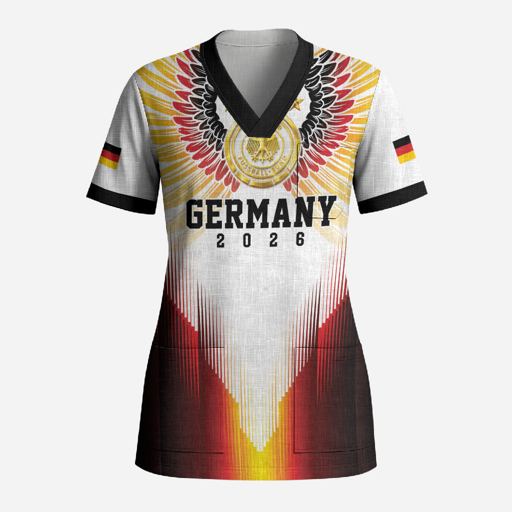 Custom Germany Football 2026 Scrub Top Deutschland Eagle Wings Special Style