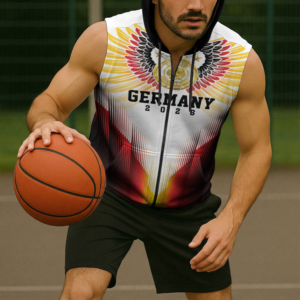 Custom Germany Football 2026 Sleeveless Zip Hoodie Deutschland Eagle Wings Special Style