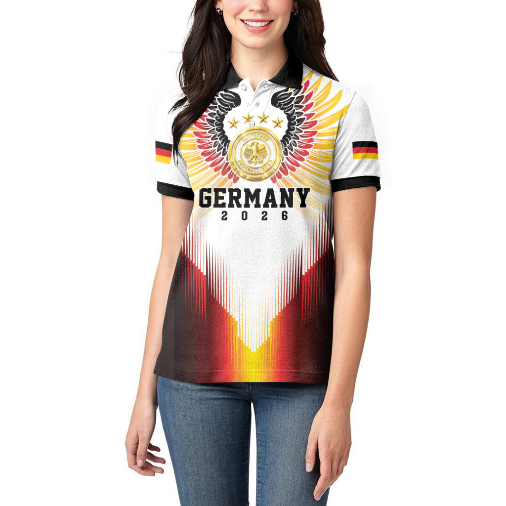 Custom Germany Football 2026 Women Polo Shirt Deutschland Eagle Wings Special Style