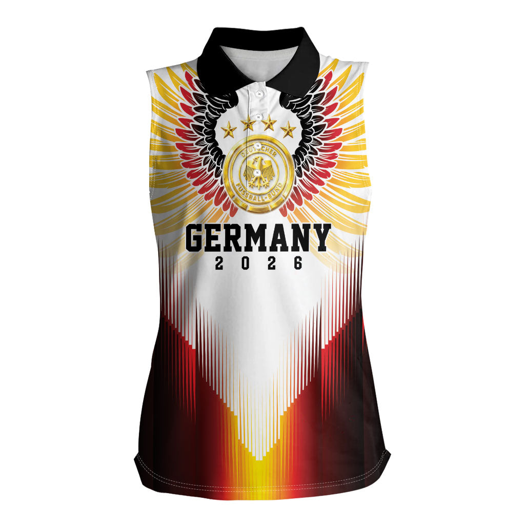 Custom Germany Football 2026 Women Sleeveless Polo Shirt Deutschland Eagle Wings Special Style