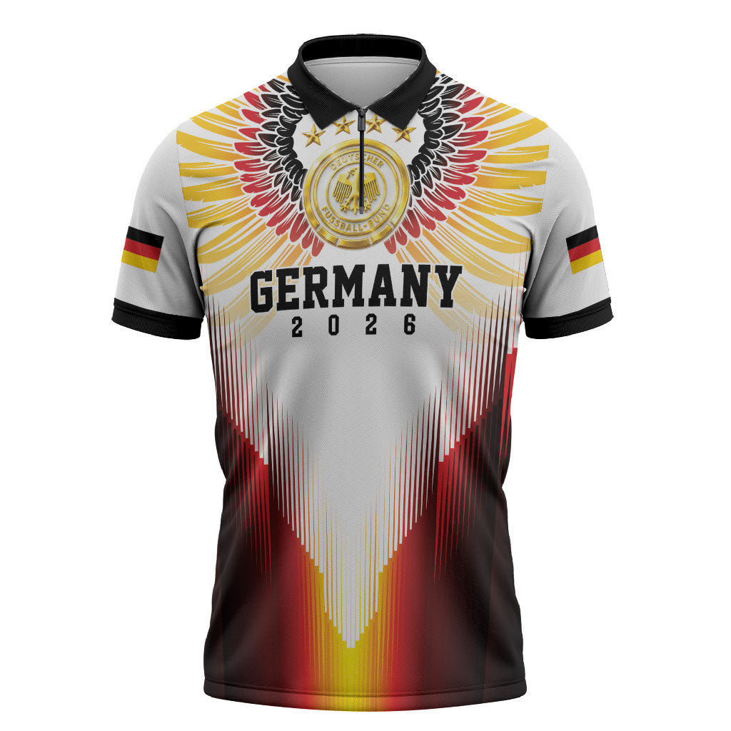 Custom Germany Football 2026 Zipper Polo Shirt Deutschland Eagle Wings Special Style