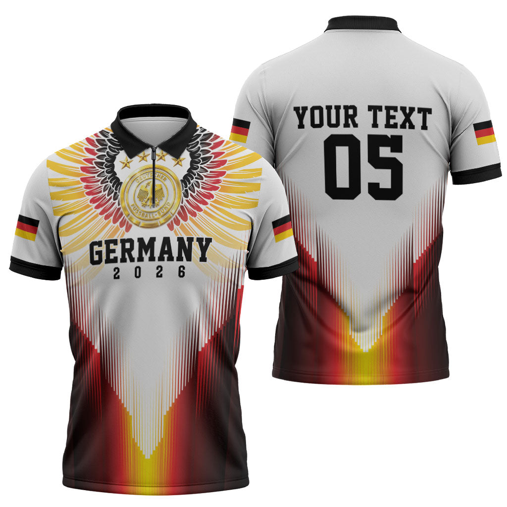 Custom Germany Football 2026 Zipper Polo Shirt Deutschland Eagle Wings Special Style