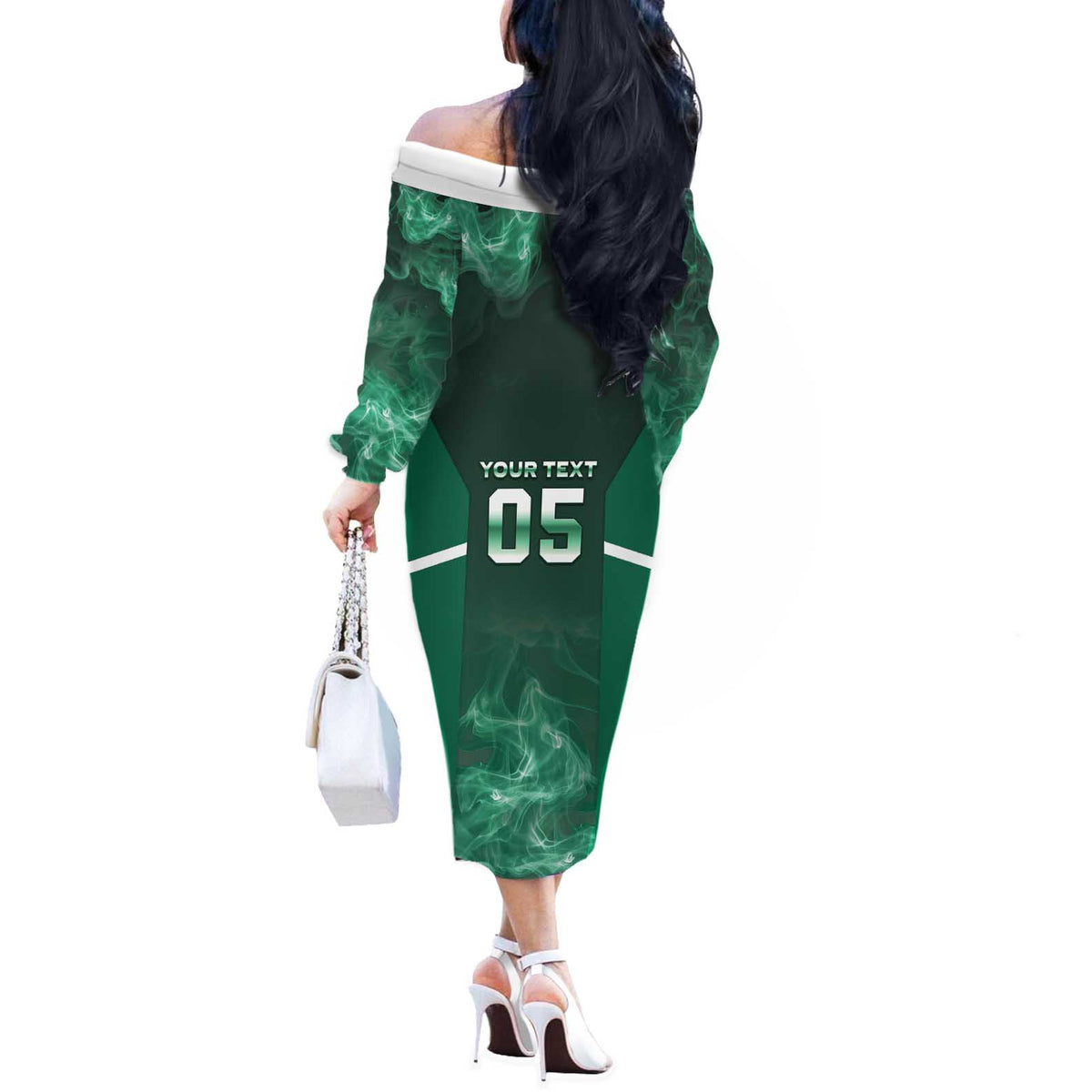 Custom Ireland Rugby 2026 Off The Shoulder Long Sleeve Dress Unique Style