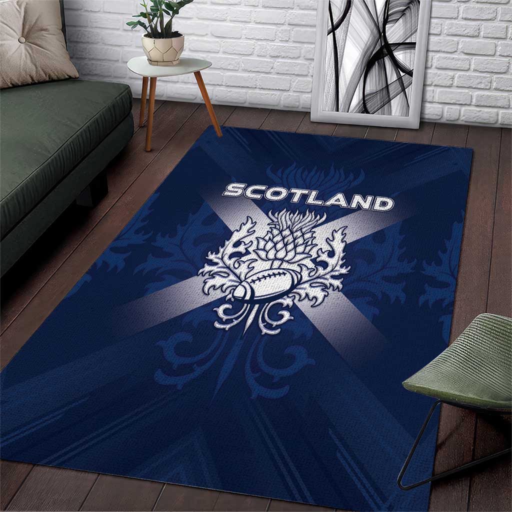 Scotland Rugby 2026 Area Rug Scottish Thistle Flag Style