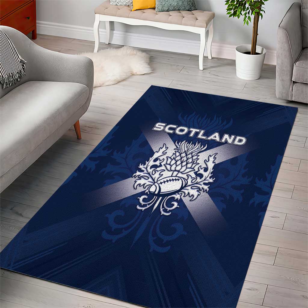 Scotland Rugby 2026 Area Rug Scottish Thistle Flag Style