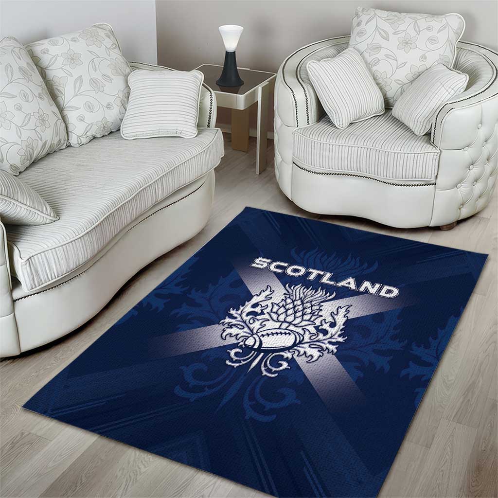 Scotland Rugby 2026 Area Rug Scottish Thistle Flag Style