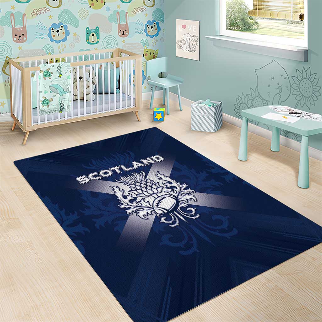 Scotland Rugby 2026 Area Rug Scottish Thistle Flag Style