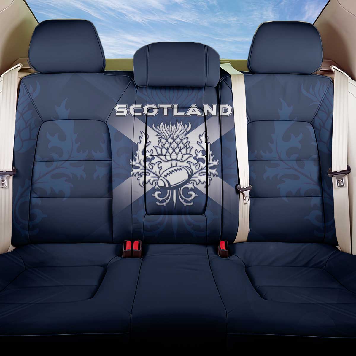 Scotland Rugby 2026 Back Car Seat Cover Scottish Thistle Flag Style