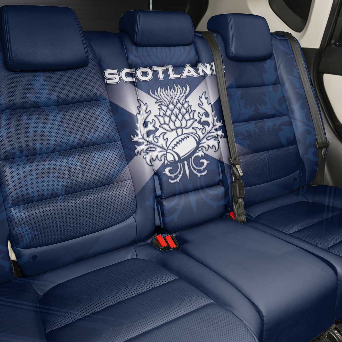 Scotland Rugby 2026 Back Car Seat Cover Scottish Thistle Flag Style