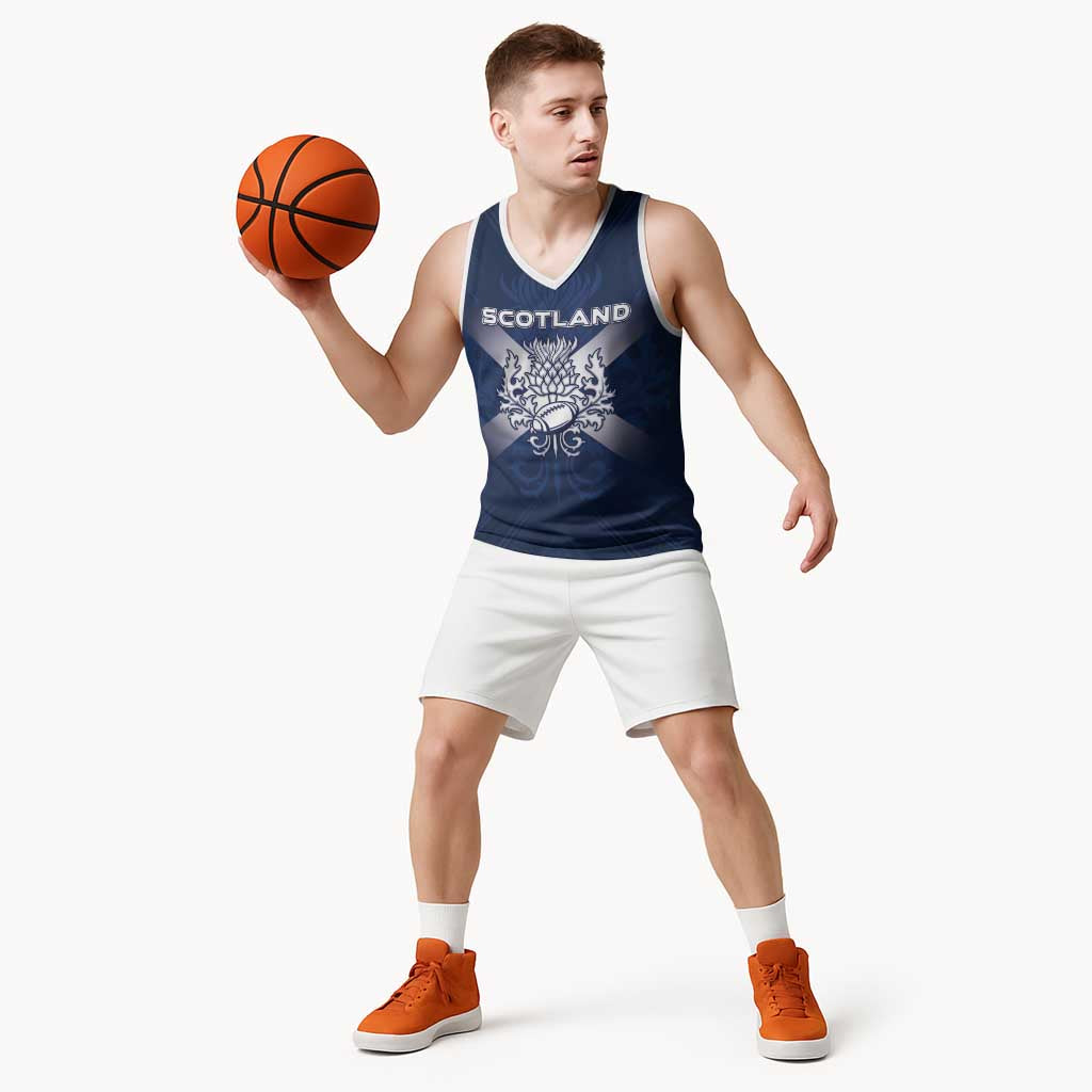 Custom Scotland Rugby 2026 Basketball Jersey Scottish Thistle Flag Style