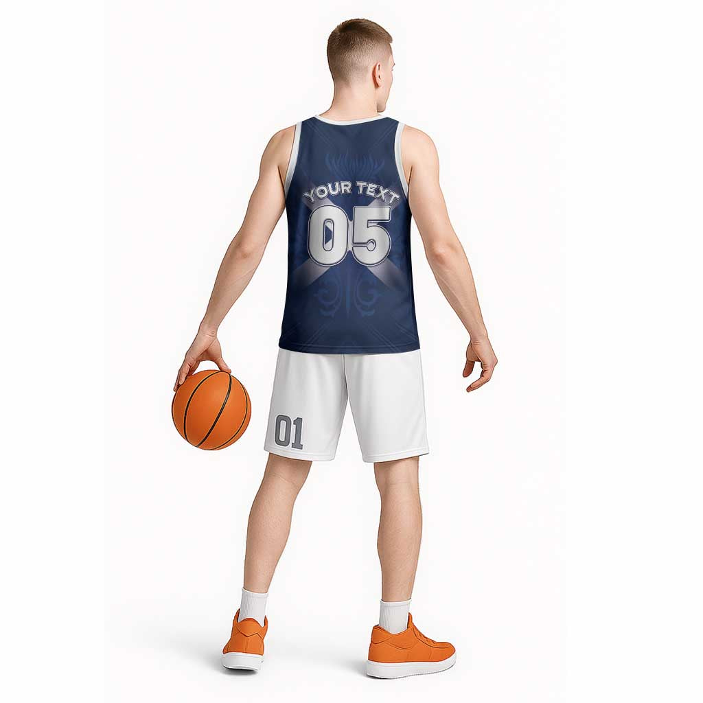 Custom Scotland Rugby 2026 Basketball Jersey Scottish Thistle Flag Style