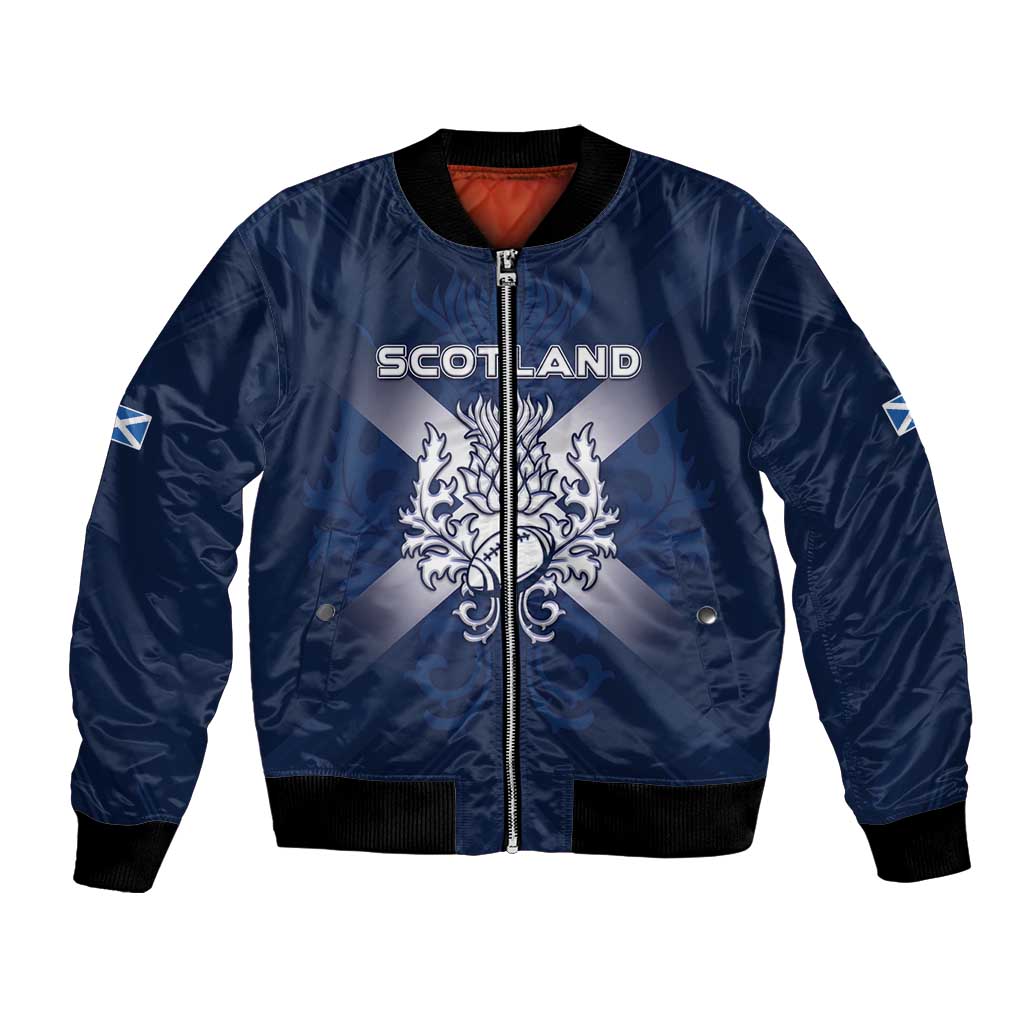 Custom Scotland Rugby 2026 Bomber Jacket Scottish Thistle Flag Style