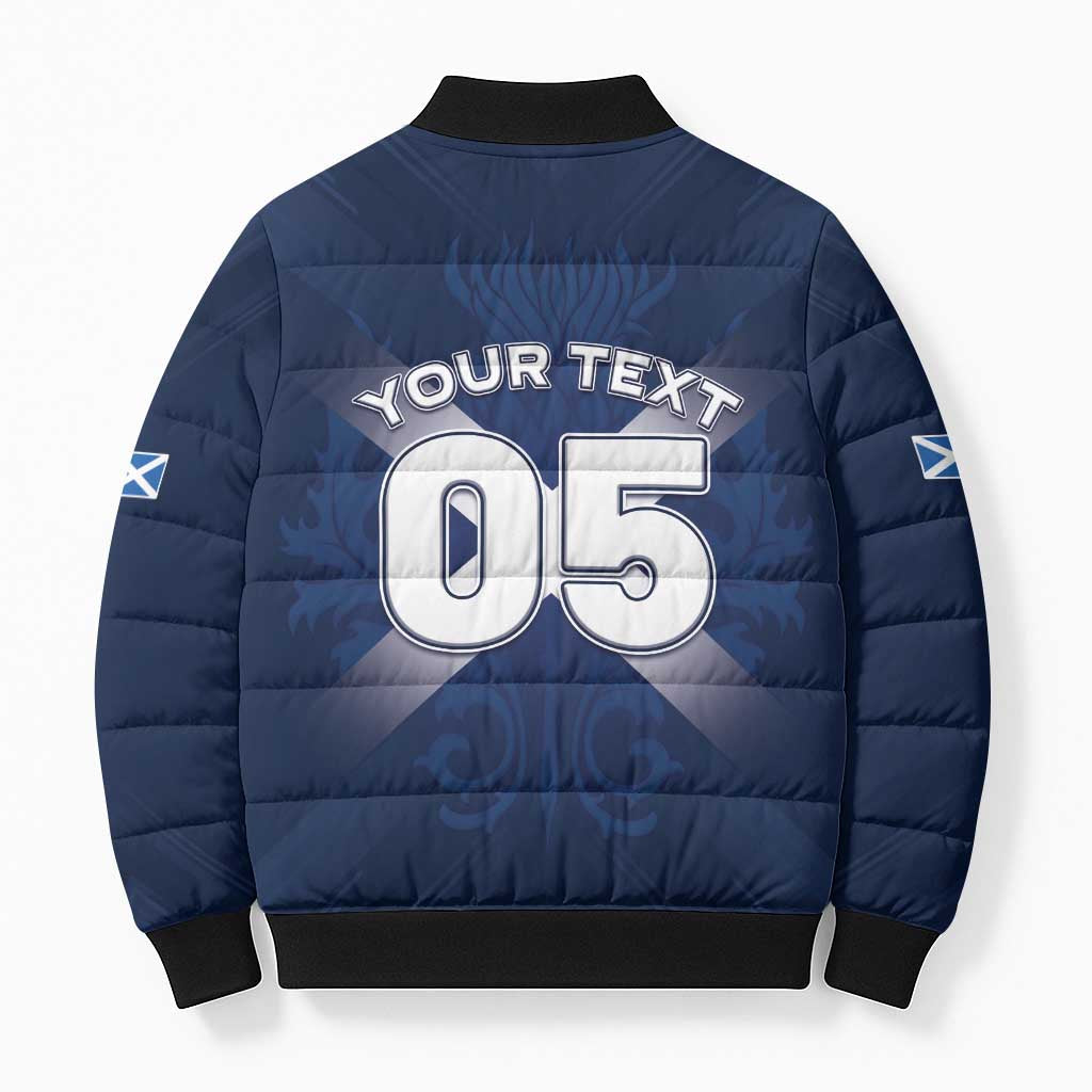 Custom Scotland Rugby 2026 Bomber Puffer Jacket Scottish Thistle Flag Style