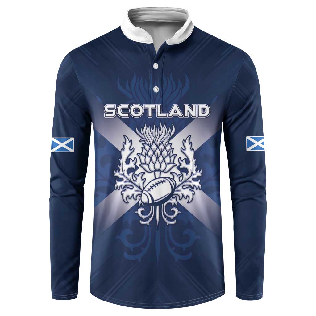 Custom Scotland Rugby 2026 Button Sweatshirt Scottish Thistle Flag Style