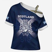 Custom Scotland Rugby 2026 Cross Shoulder Shirt Scottish Thistle Flag Style