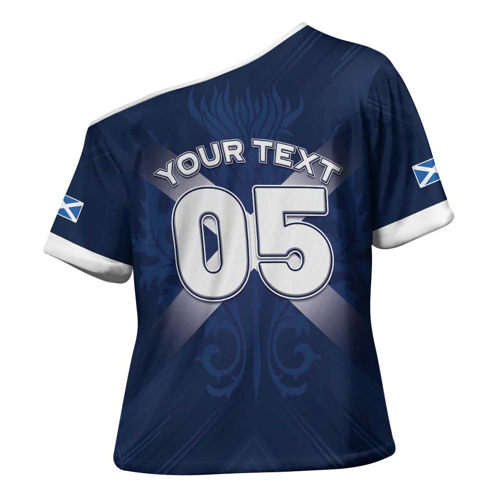 Custom Scotland Rugby 2026 Cross Shoulder Shirt Scottish Thistle Flag Style