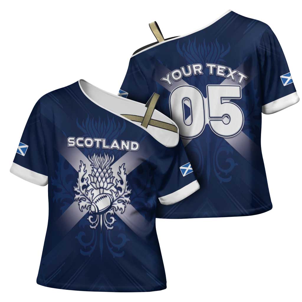 Custom Scotland Rugby 2026 Cross Shoulder Shirt Scottish Thistle Flag Style