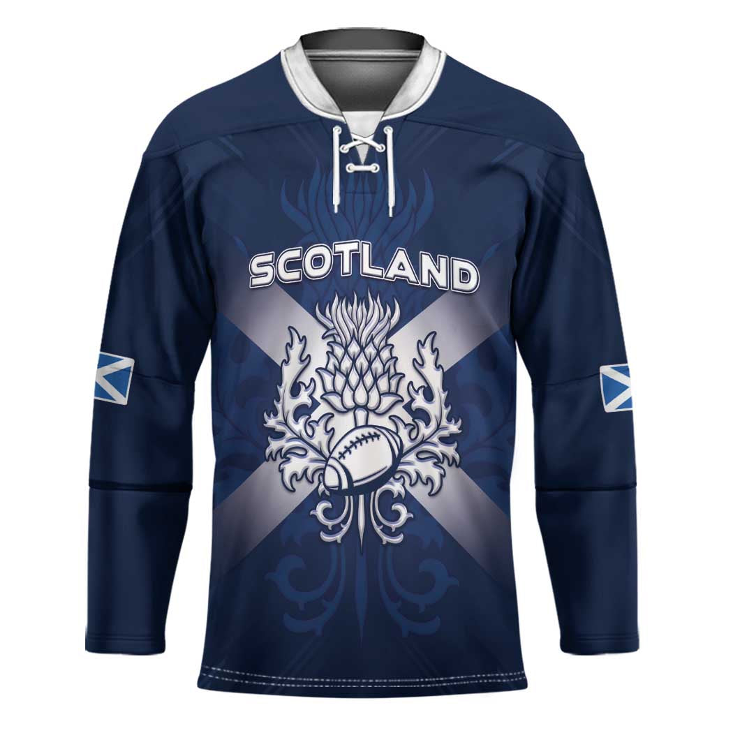 Custom Scotland Rugby 2026 Hockey Jersey Scottish Thistle Flag Style