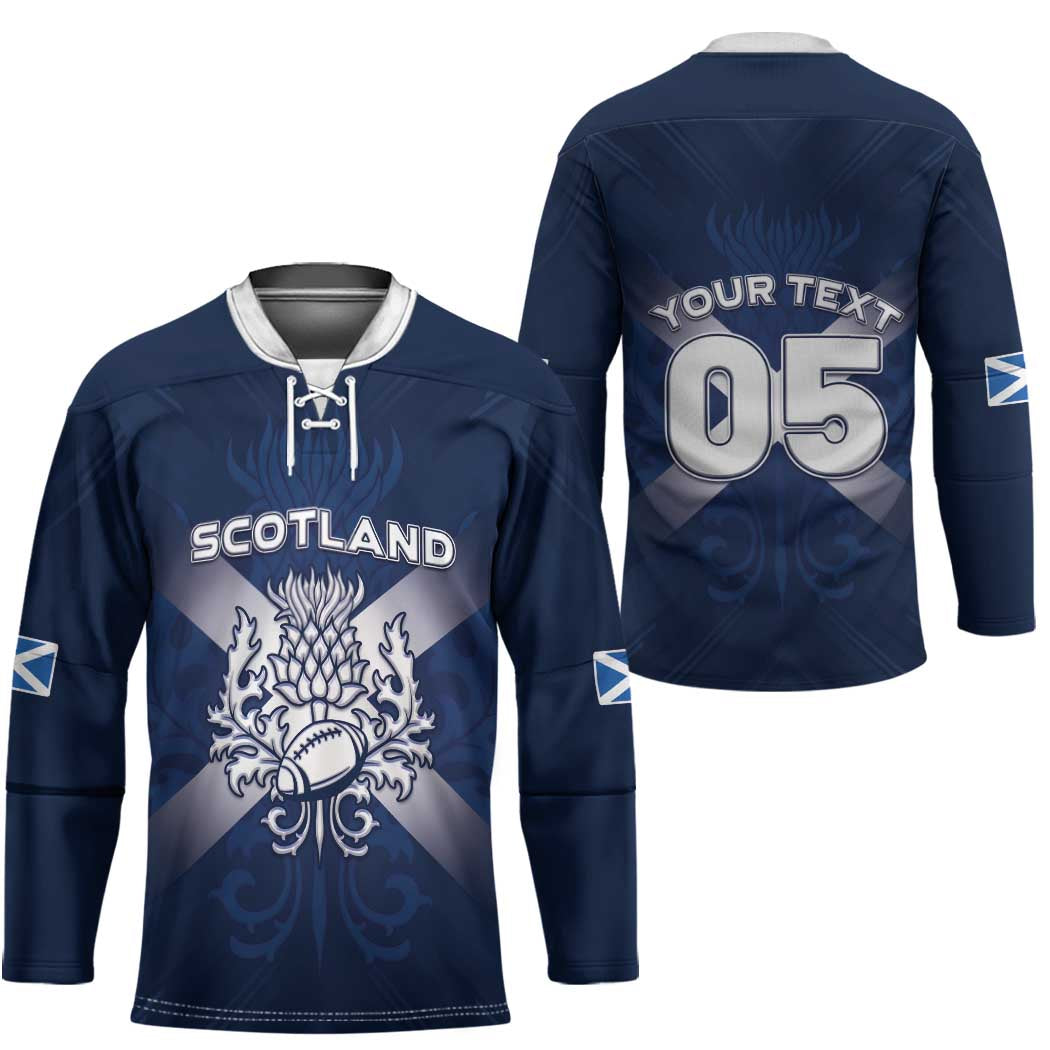 Custom Scotland Rugby 2026 Hockey Jersey Scottish Thistle Flag Style