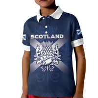 Custom Scotland Rugby 2026 Kid Polo Shirt Scottish Thistle Flag Style