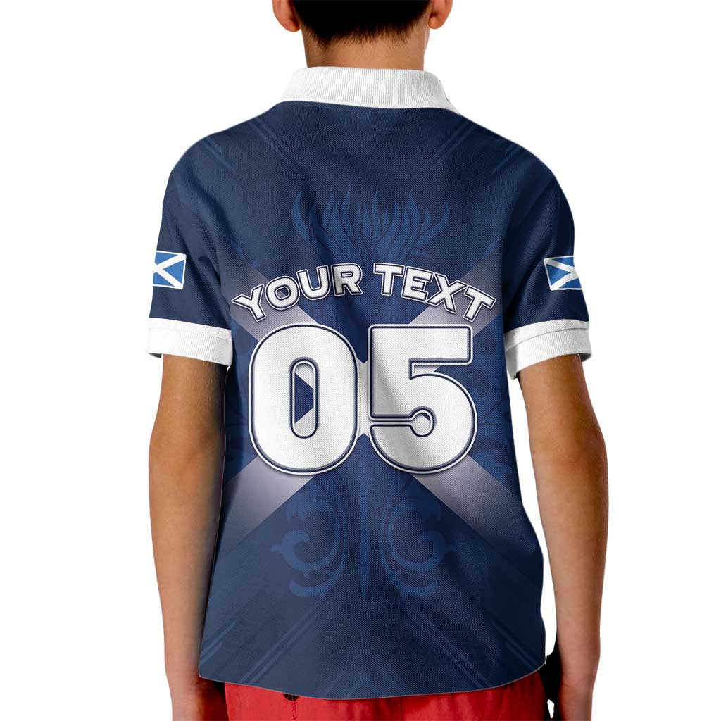 Custom Scotland Rugby 2026 Kid Polo Shirt Scottish Thistle Flag Style