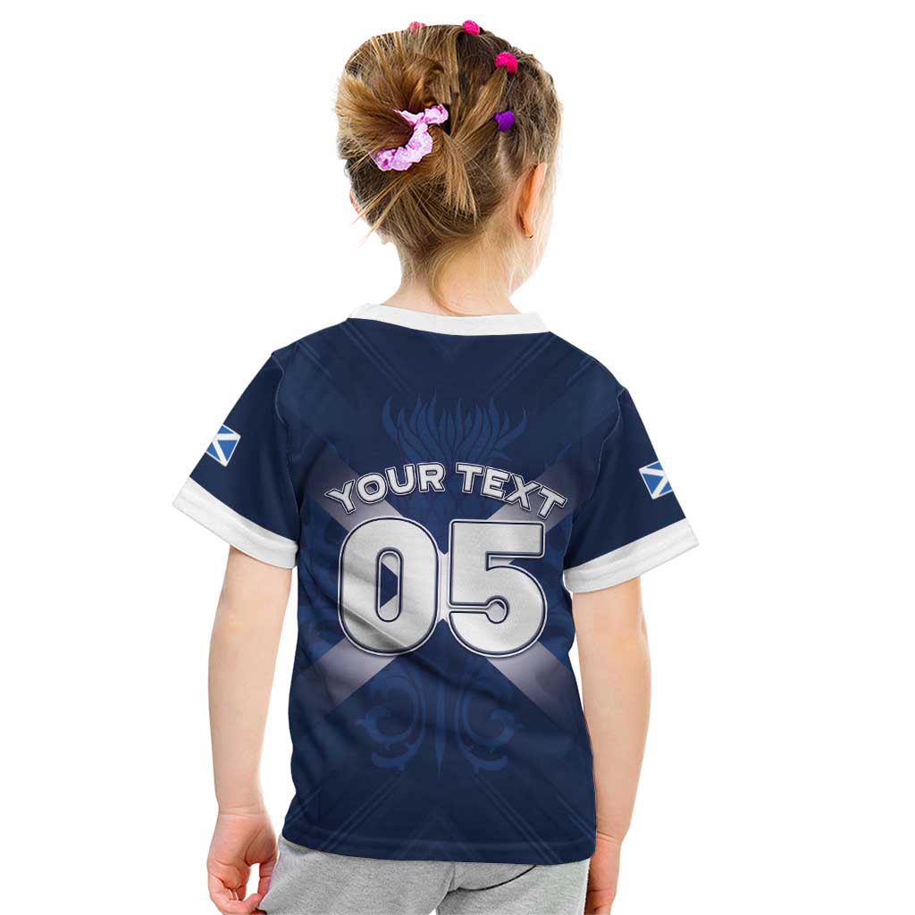 Custom Scotland Rugby 2026 Kid T Shirt Scottish Thistle Flag Style
