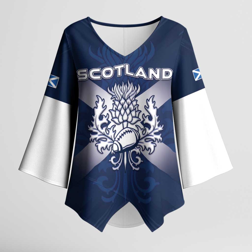 Custom Scotland Rugby 2026 Kimono Sleeve Blouse Scottish Thistle Flag Style