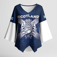 Custom Scotland Rugby 2026 Kimono Sleeve Blouse Scottish Thistle Flag Style