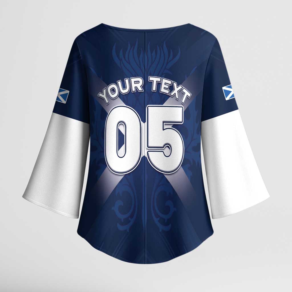 Custom Scotland Rugby 2026 Kimono Sleeve Blouse Scottish Thistle Flag Style