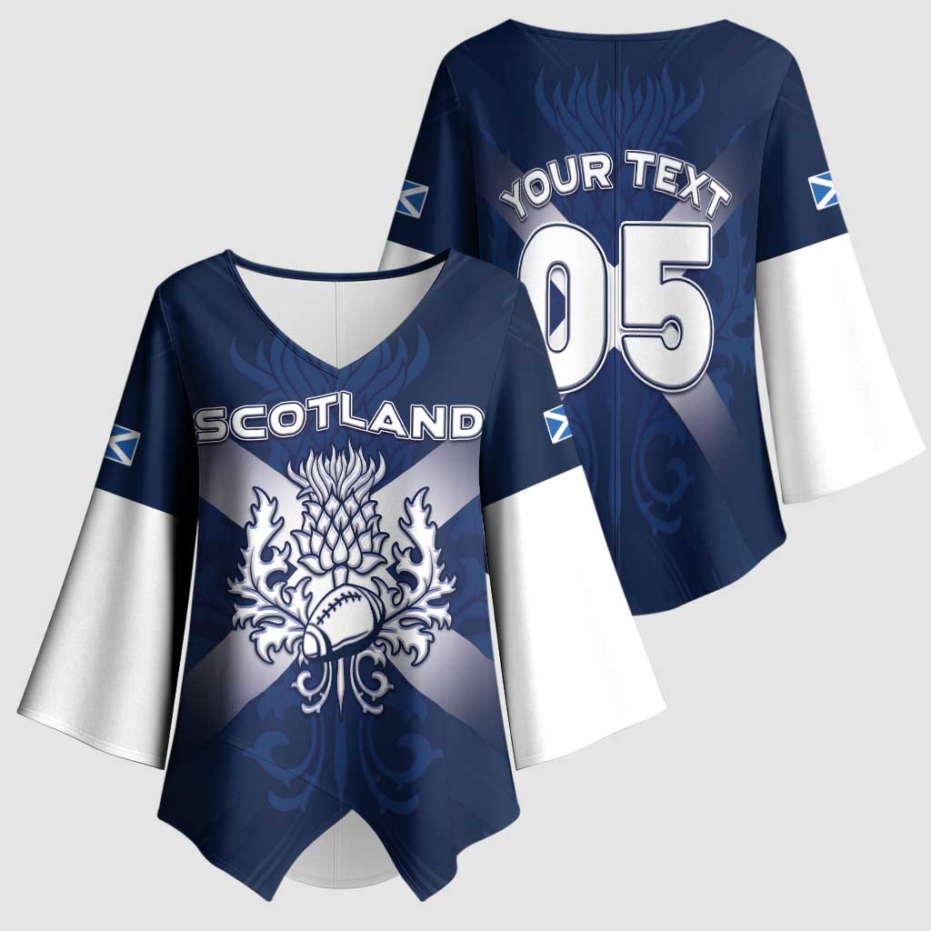 Custom Scotland Rugby 2026 Kimono Sleeve Blouse Scottish Thistle Flag Style